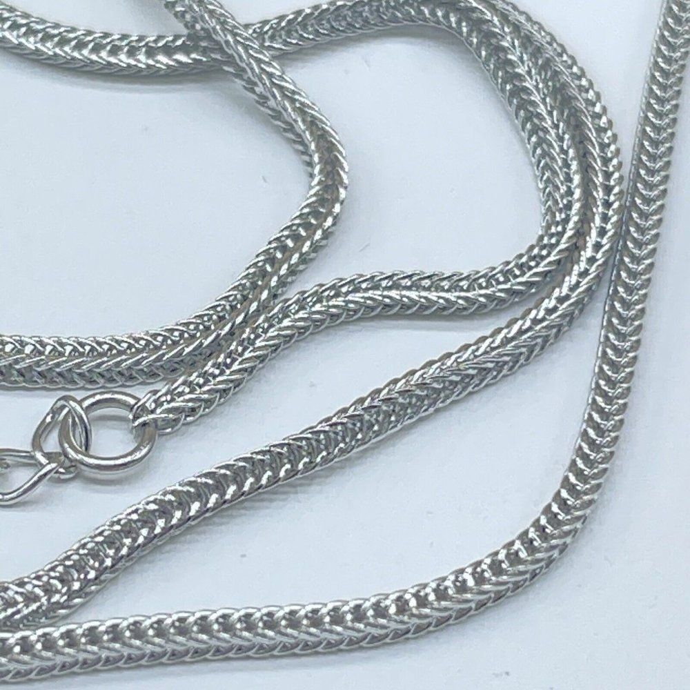 Emma Skye Pave Crystal Necklace Silver Tone Gold Tone Accent Wheat Link Chain 16 - Picture 12 of 13